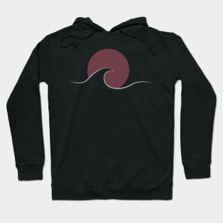 minimal surf wave and sun Hoodie